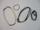Costume Jewelry including shell necklace, 2 bracelets and more, 3 oz