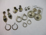 Seven Pairs of Silver Tone Earrings, 3 oz