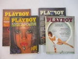 Four 1977 Playboy Magazines including January, March, April (centerfold included but loose) and