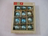 One Dozen Franke Light Blue Glass Christmas Tree Ornaments, 9oz