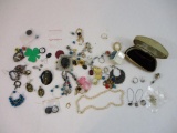 Assorted AS IS Jewelry Lot including a single sterling silver earring (.26 ozt), 1 lb 3 oz