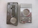 Two Vintage Pocket Lighters with Cigar Cutters including Vector KGM and more, 7 oz