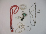 Assorted Jewelry Items: Native American Beaded Necklace, purse locket and more, 5 oz