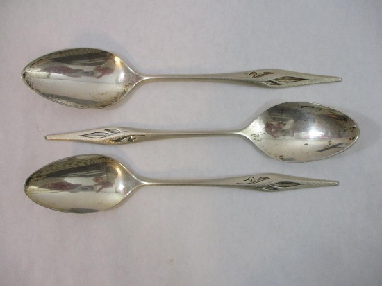 Three Wallace Sterling Silver Dawn Mist Table Spoons, 2.93 ozt total weight