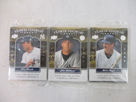 Three Sealed Packs of Yankee Stadium Legacy Cards, 2008 Upper Deck, 3 oz