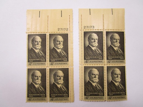 US Postage Stamps Two Four Blocks Charles Evans Hughes 1862-1962 4cent Scott #1195, mint