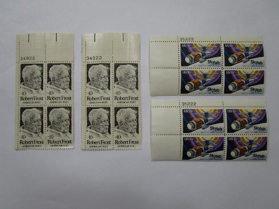 US Postage Stamps includes Two Blocks of Four Robert Frost 10cent Scott #1526, Two Blocks of Four