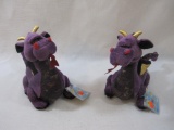 Two Ganz Purple Plush Dragons, tags included and attached, 9 oz