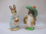 Two Beatrix Potter Ceramic Figures: Royal Albert Mrs. Albert Cooking (1992) and Royal Doulton