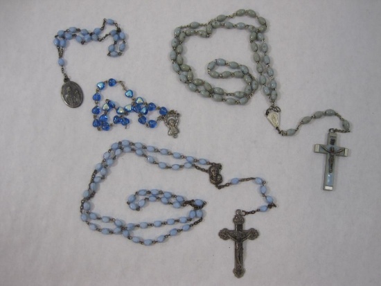 Two Blue Rosary Beads and Two Bracelets, 2 oz