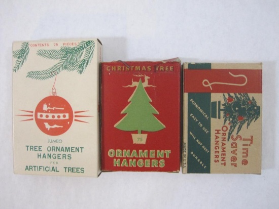 Three Vintage Packages of Christmas Ornament Hangers, 5 oz