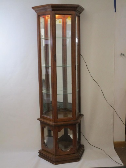 Lighted Curio Cabinet, approx 6ft tall, with three adjustable glass shelves