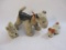 Three Vintage Dog Plush including Steiff with button and ear tag, Trademark Maruei Toys Japan and