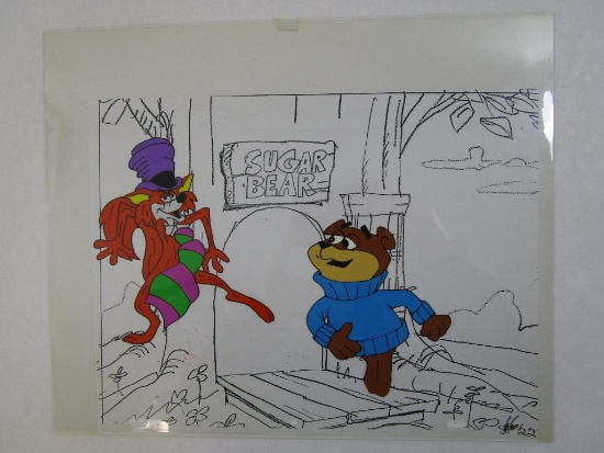 1980s Sugar Bear and Sugar Fox Original Animation Artwork Production Cel