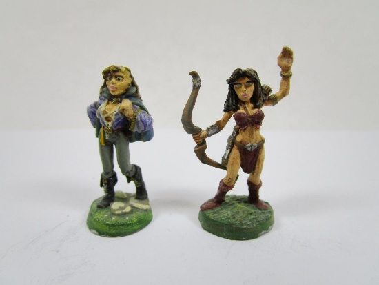 Two Ral Partha miniatures, including female Archer and female Bard/Rogue, 3oz