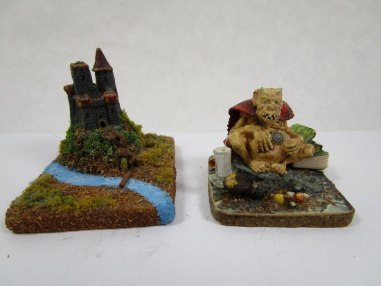 Two Ral Partha miniatures, including Castle and Troll, 5oz