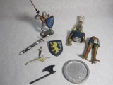 Two Knight miniatures including weapons and shields, 4oz