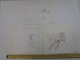 Three Vintage Sugar Bear Original Animation Artwork Drawings