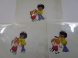 Three 1980s Billy Jo Jive (Sesame Street) Original Animation Artwork Production Cels