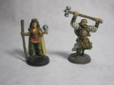 Two Ral Partha miniatures, including Druid and Cleric, painted, 3oz