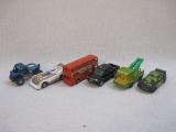 Six Miniature Cars including 1972 Matchbox Toe Joe, 1974 Matchbox Hi-Tailer, 1972 Berger Paints