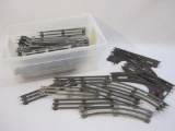 Small Tote of Vintage Metal O Scale 3-Rail Train Track from Lionel and more, see pictures, 5 lbs 8