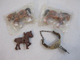 Cast Iron Horse, Two Plastic Horses (A Capsco Product) and Boot Spur, 13 oz