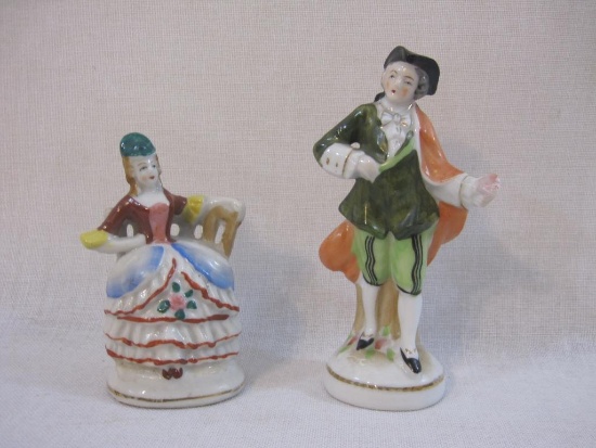 Two Vintage Japan Porcelain Figures: Colonial man and Colonial woman (marked made in Occupied