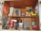 Cabinet Lot of Fasteners, Screws, Bolts, Staples, Trimmer Cord and more