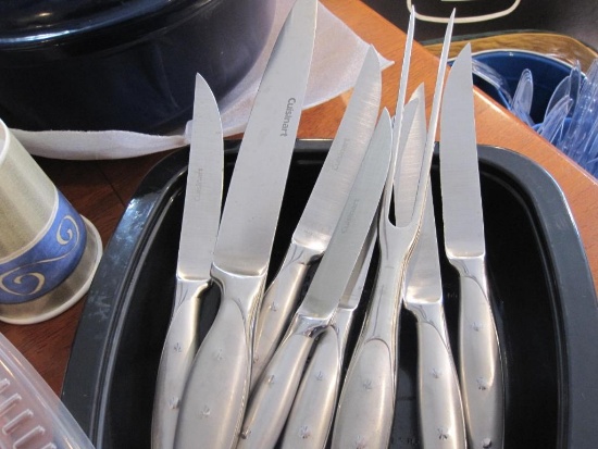 Assorted Cuisinart Knives and Meat Fork