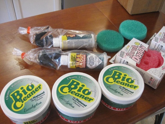 Bio Cleaner, Scrub Daddy Scrubbers, and Tile & Grout Cleaner