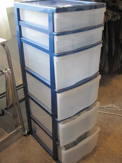 Plastic Storage Unit with 6 Drawers, approx 44in tall