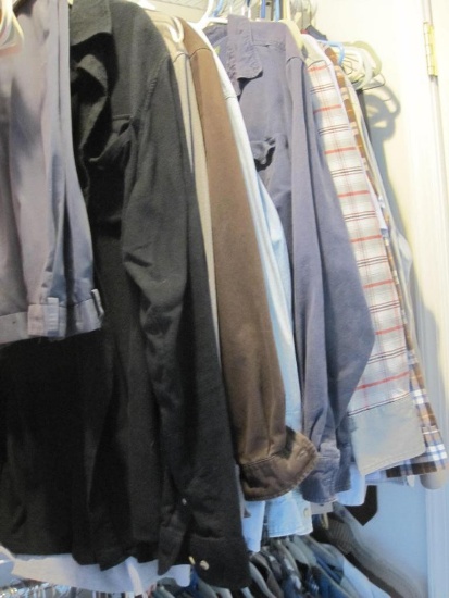 Mens Assorted Clothing including Shorts and Pants, Mostly XL Shirts and assorted ties