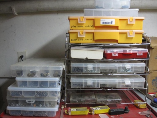 Assorted Cases with Screws, Bolts, and Washers