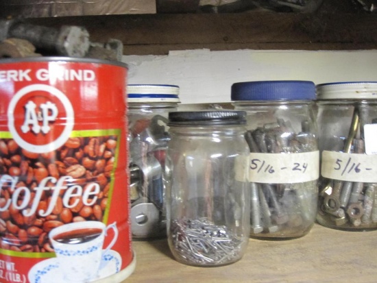 Misc Mason Jars with Screws and Bolts