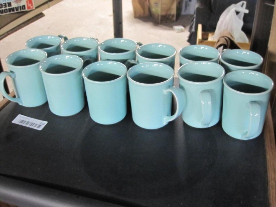 Set of 12 Blue Corning Microwaveable Coffee Cups