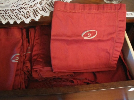 Red Table Linen Set, monogramed O