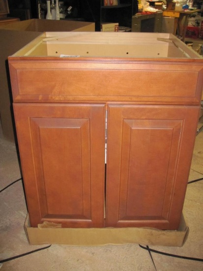 Cabinet Brand new Ansi KCMA Cognac colored 24in deep,24in long, 26.5in wide