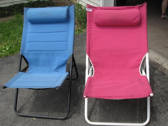 Two Folding Beach Chairs