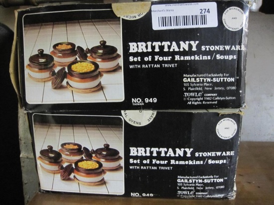 Two Boxes of Brittany Ramekins/Soup Bowls, four per box