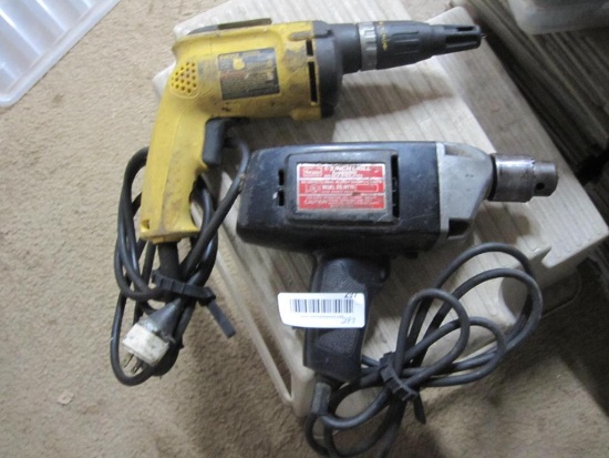 Craftman 1/2 Inch Drill and Dewalt DW252 VSR Drywall Screwdriver