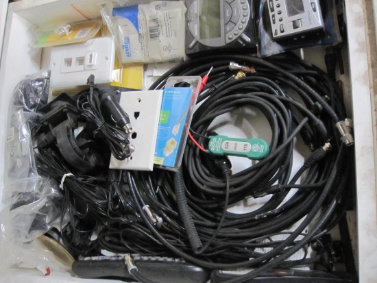Drawer Lot of Communications Wiring, Sirius Radio Recievers, Cables and more