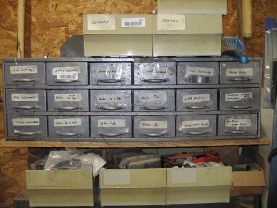 Metal Cabinet of Drawers, Full of Parts, Bolts, Nuts, Washers, Body Fastners and more