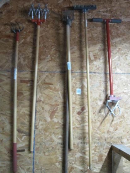 Six Gardening and Cleaning Tools, Aerator, Tiller, Broom and more