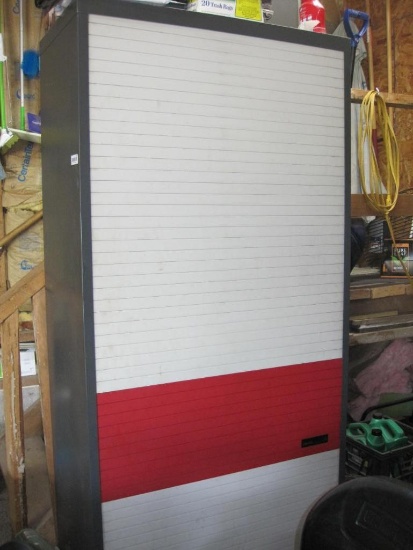 Metal Cabinet with Rolldown Plastic Front, Adjustable Shelves, no contents included Great Storage