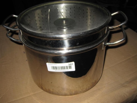Williams-Sonoma 8 Qt Stainless Steel Pot with Steamer and Fryer Basket and Lid