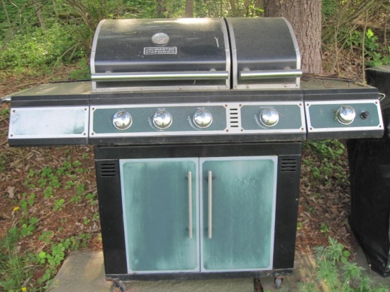 Master Forge Propane Grill with Side Warmer/Burner and Storage