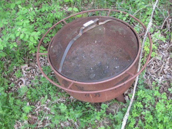 Metal Fire Pit with Legs and Lid, approx 2ft in diameter