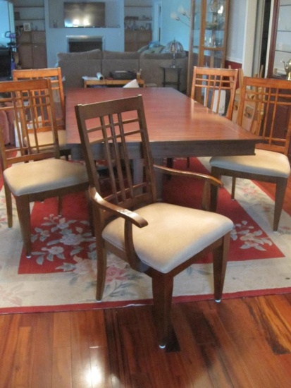 UPDATED: Dining Room Table and SIX Sturdy Wide Chairs, including TWO Captain's Chairs