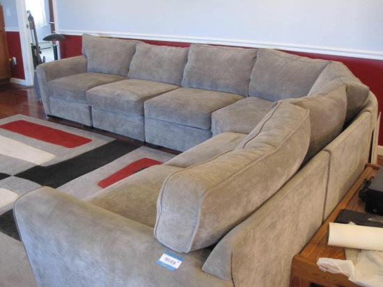 6-Pc Sectional Couch with 2 ends and rounded corner piece, polyester fiber